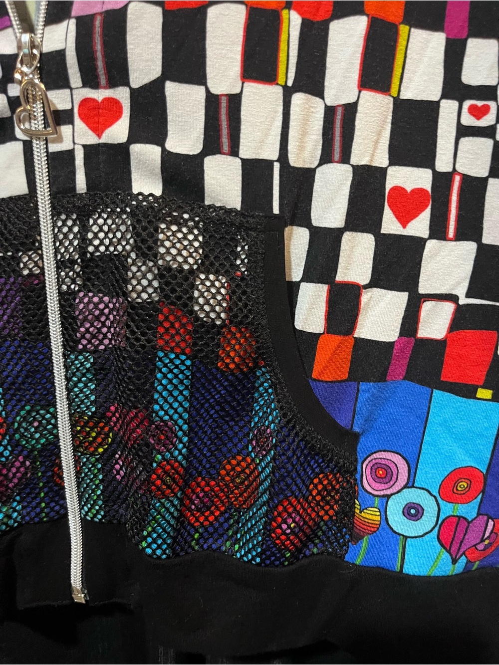 Dolcezza Pattern-Block Zip-Up Hoodie Jacket - Bold Geometric & Floral Art - Picture 9 of 9